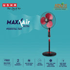 USHA Maxx Air Ultra Pedestal Fan | 400MM Sweep Size | 1350 RPM | Aerodynamic Blade Design for High Air Delivery | Anti - Rust Protection | 100% Copper Motor | Maroon