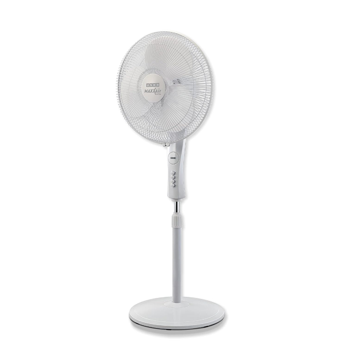 USHA Maxx Air Ultra Pedestal Fan | 400MM Sweep Size | 1350_RPM | Aerodynamic Blade Design for High Air Delivery | Anti - Rust Protection | 100% Copper Motor | 2 Year Warranty | White