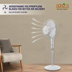 USHA Maxx Air Ultra Pedestal Fan | 400MM Sweep Size | 1350_RPM | Aerodynamic Blade Design for High Air Delivery | Anti - Rust Protection | 100% Copper Motor | 2 Year Warranty | White