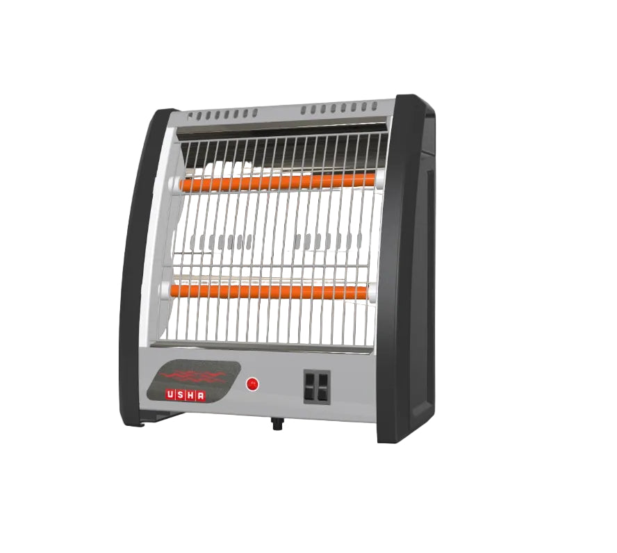 Usha 2 Rod 800 Watt Quartz Heater with Low Power Consumption and Tip Over Protection (4302N, Grey)