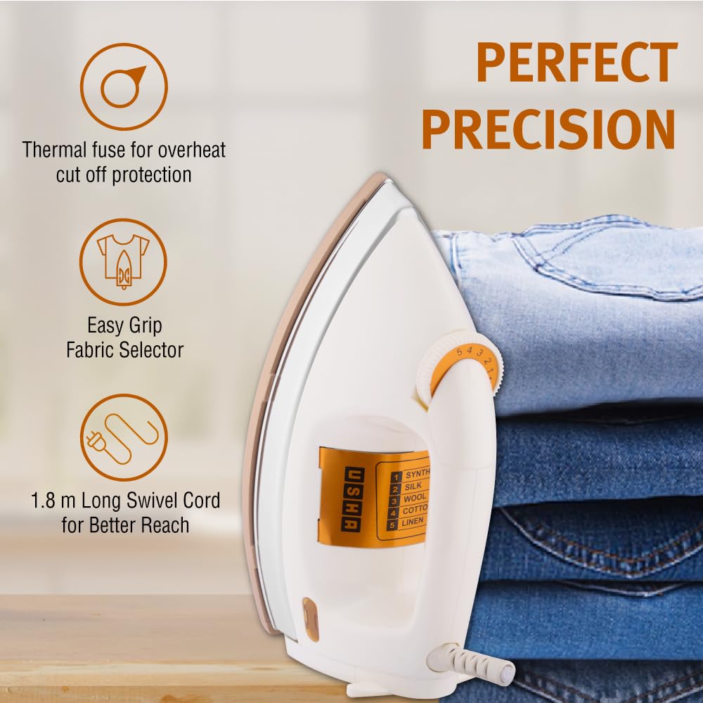 Usha 3710 1000Watt 1.75 kg Heavy Weight Dry Iron