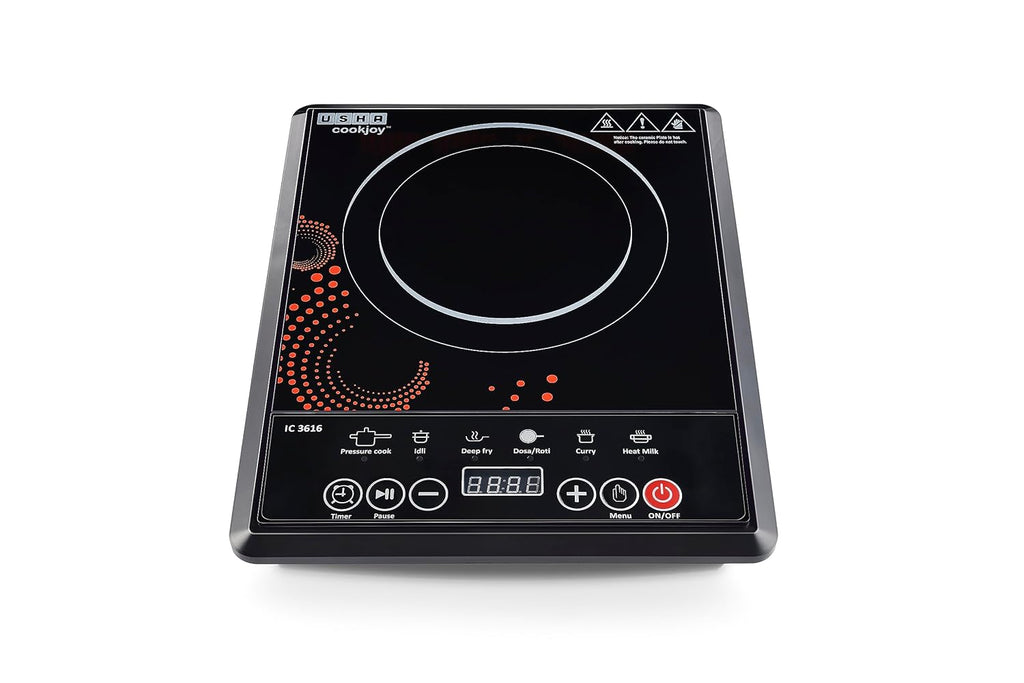 Usha Cook Joy (3616) 1600-Watt Induction Cooktop (Black), Sealed, 1 Burner