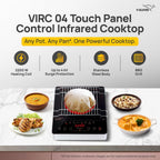 V-Guard VIRC 04 2200 W Infrared Induction Cooktop | Compatible with All Utensils | Up to 4 kV Surge Protection | BBQ Grill | Touch Panel Control | Stainless Steel Body | 1 Year Warranty by V-Guard