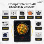 V-Guard VIRC 04 2200 W Infrared Induction Cooktop | Compatible with All Utensils | Up to 4 kV Surge Protection | BBQ Grill | Touch Panel Control | Stainless Steel Body | 1 Year Warranty by V-Guard