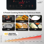 V-Guard VIRC 04 2200 W Infrared Induction Cooktop | Compatible with All Utensils | Up to 4 kV Surge Protection | BBQ Grill | Touch Panel Control | Stainless Steel Body | 1 Year Warranty by V-Guard