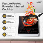 V-Guard VIRC 04 2200 W Infrared Induction Cooktop | Compatible with All Utensils | Up to 4 kV Surge Protection | BBQ Grill | Touch Panel Control | Stainless Steel Body | 1 Year Warranty by V-Guard