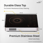 V-Guard VIRC 04 2200 W Infrared Induction Cooktop | Compatible with All Utensils | Up to 4 kV Surge Protection | BBQ Grill | Touch Panel Control | Stainless Steel Body | 1 Year Warranty by V-Guard