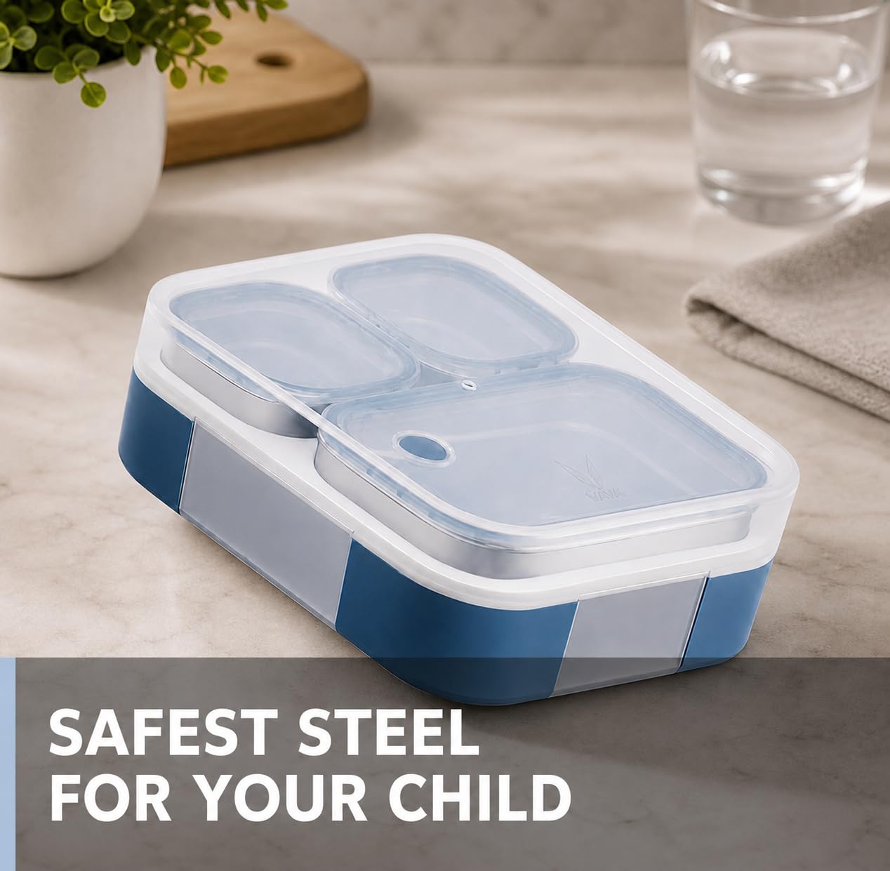 VAYA Tydbyt Stainless Steel Lunch Box for Kids & Boys, 650ml, 3 Steel Containers