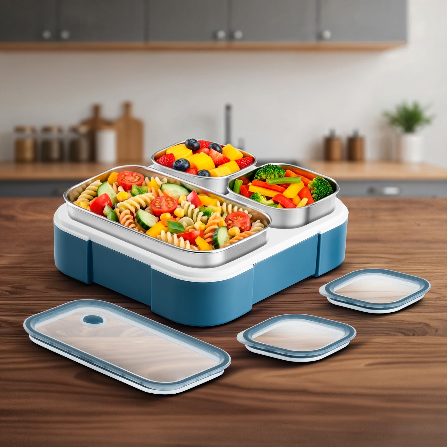 VAYA Tydbyt Stainless Steel Lunch Box for Kids & Boys, 650ml, 3 Steel Containers