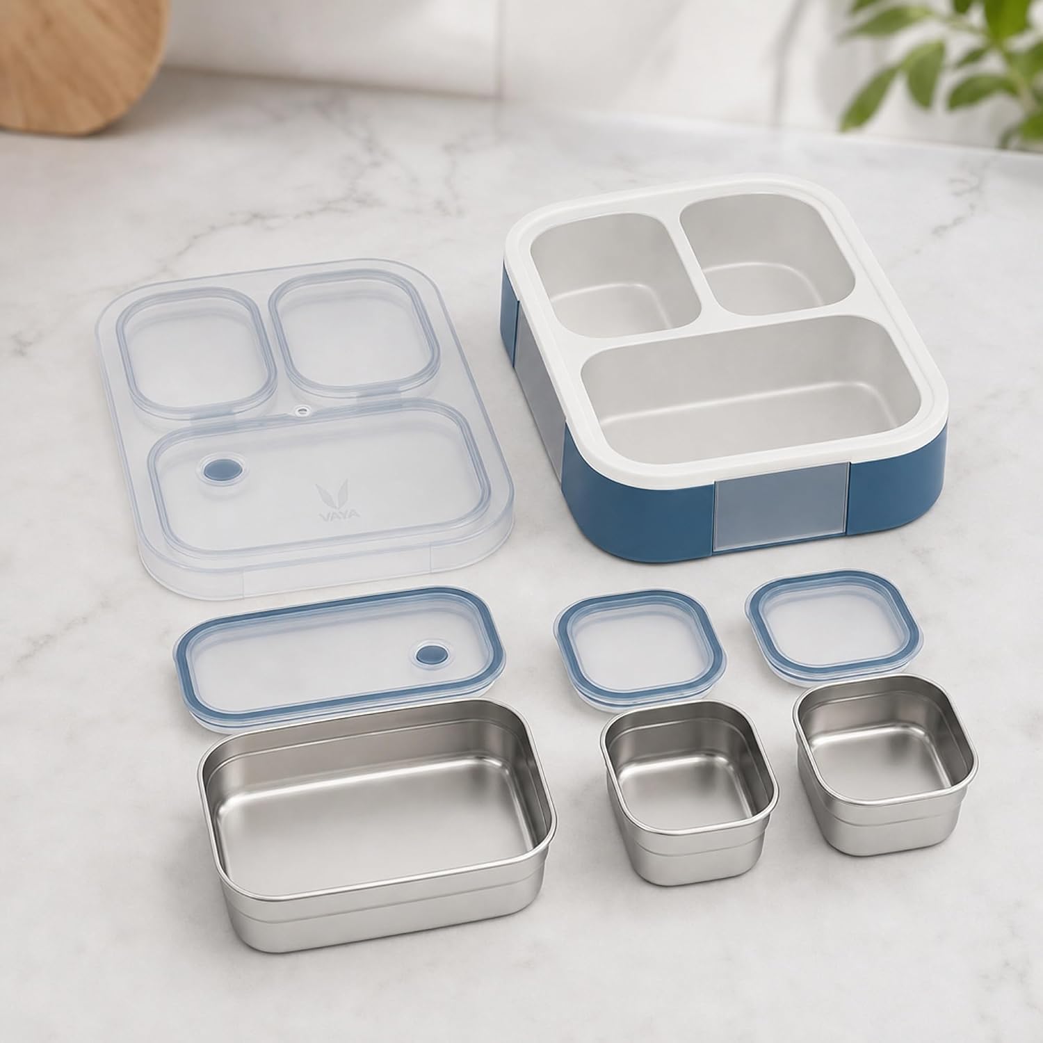 VAYA Tydbyt Stainless Steel Lunch Box for Kids & Boys, 650ml, 3 Steel Containers