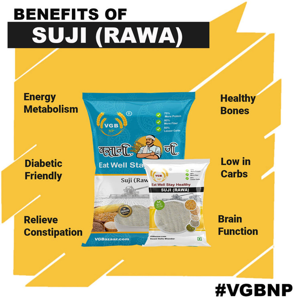 VGBNP Natural suji / rawa ( Soji | Semolina | Shuji ) Healthy Fibre Rich Sooji - 1kg (1 kg)