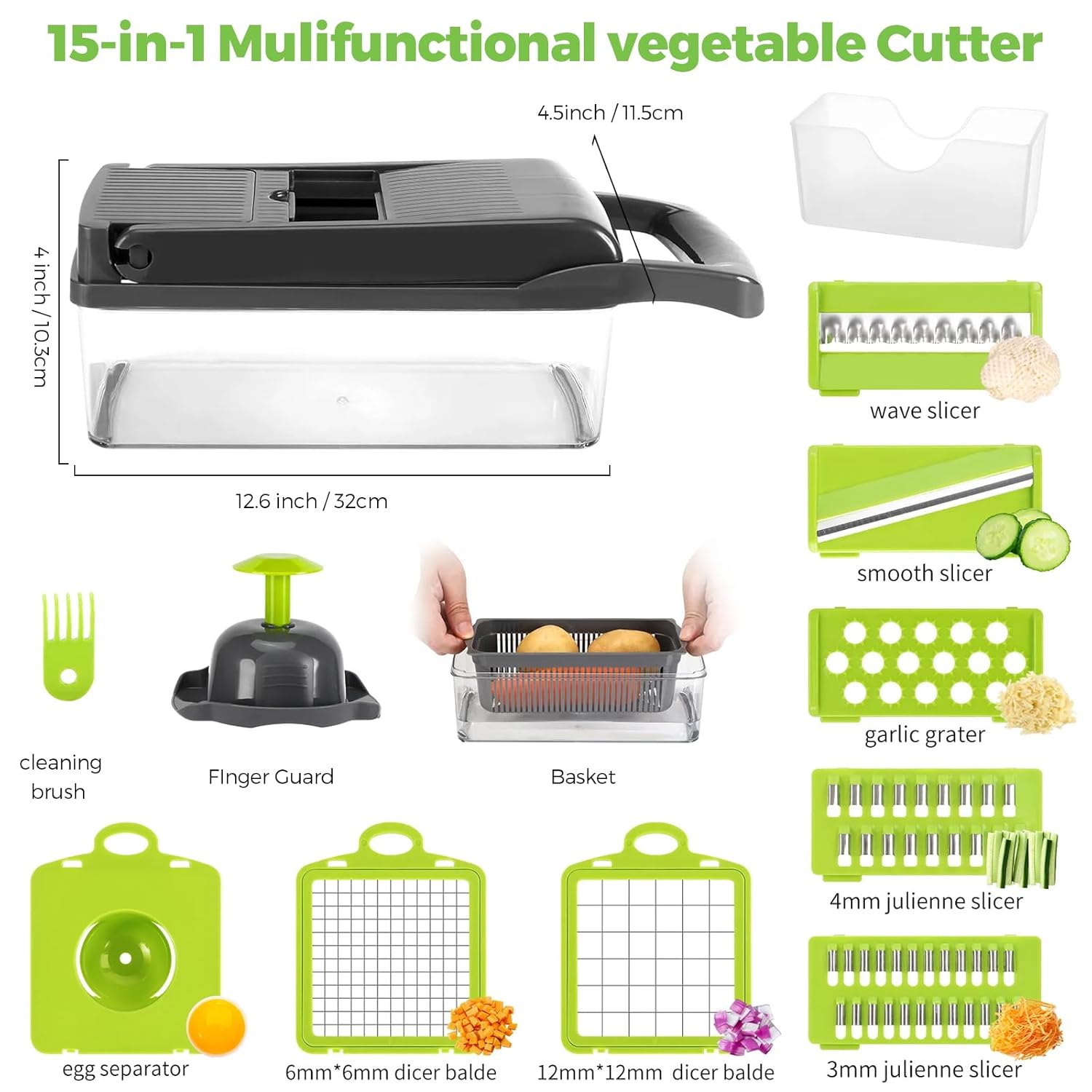 Vegetable Chopper,15-in-1 Multifunctional veggie chopper