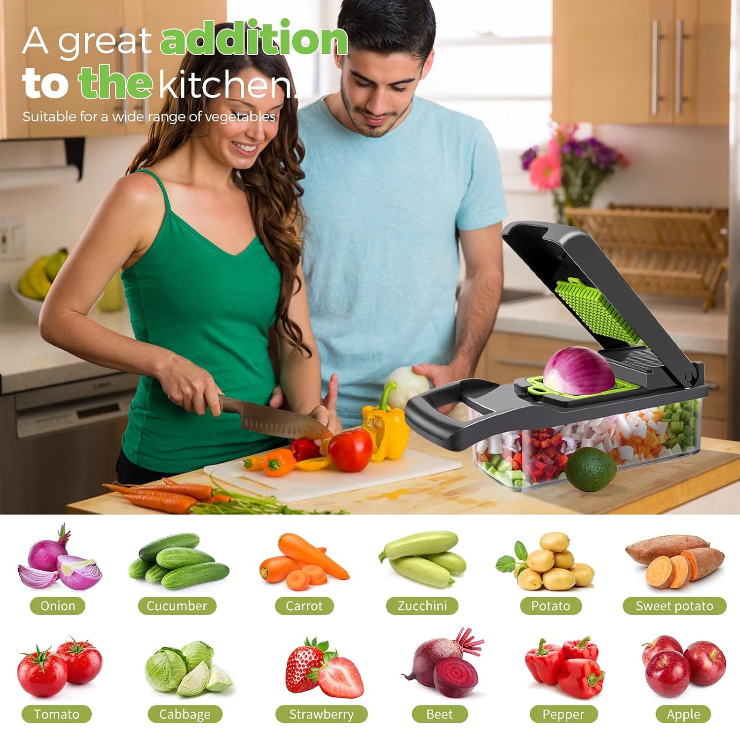 Vegetable Chopper,15-in-1 Multifunctional veggie chopper