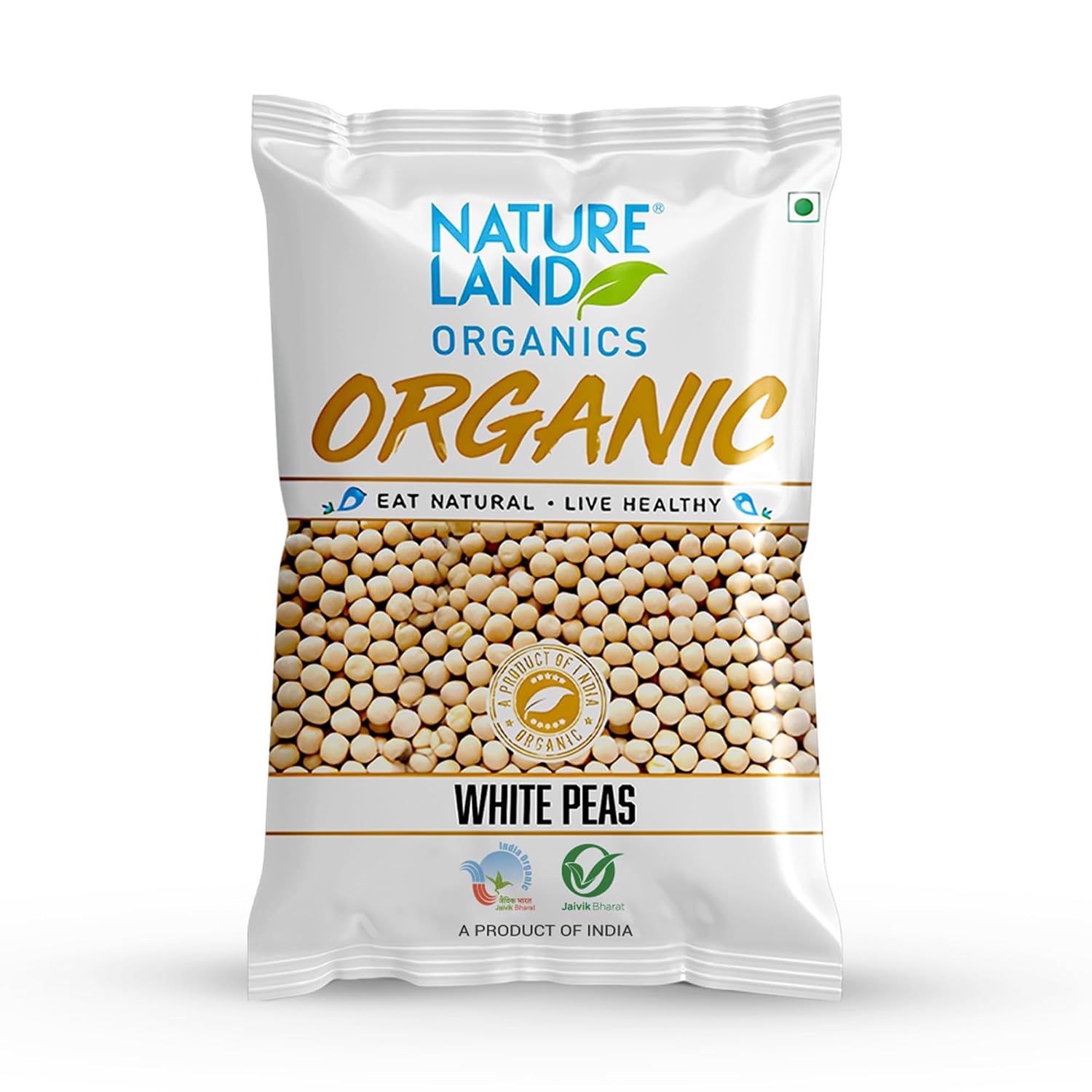 Natureland Organics White Peas 500 Gm - Organic Peas