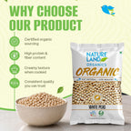 Natureland Organics White Peas 500 Gm - Organic Peas