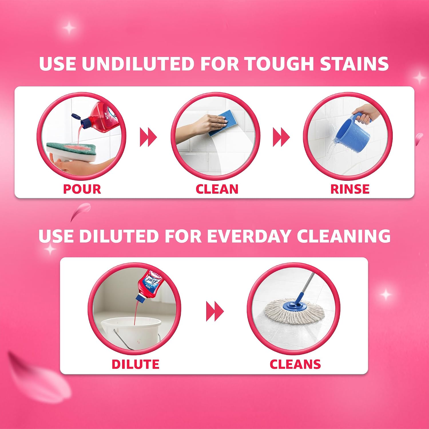 Lizol Fresh & Clean Bathroom Cleaner | Floral | 1L | 10X Better Cleaning | Upto 12Hrs Fragrance| Multi Surface Clean Floors, Basin, Tiles