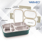 WARMEO BENTO  Lunchbox with 3 compartments 750ml-Green