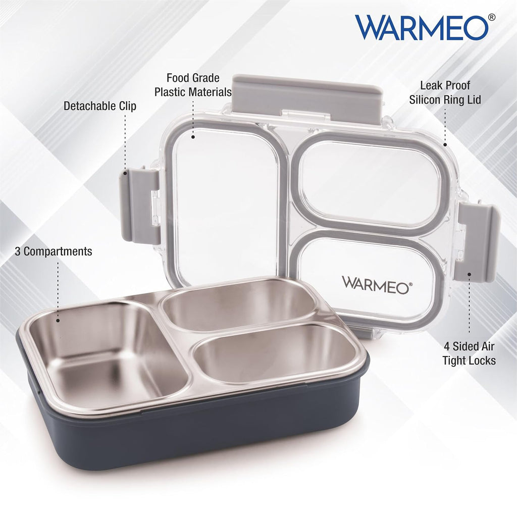 WARMEO BENTO Lunchbox with 3 compartments 750ml-Grey