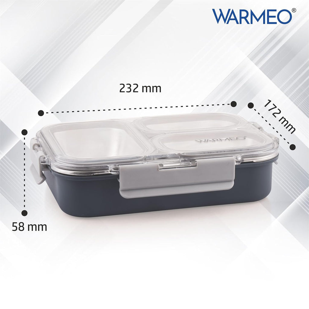 WARMEO BENTO Lunchbox with 3 compartments 750ml-Grey