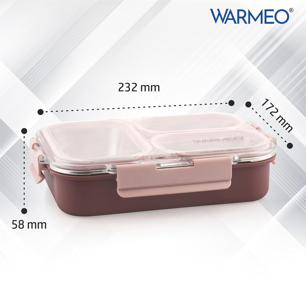 WARMEO BENTO  Lunchbox with 3 compartments 750ml-brown