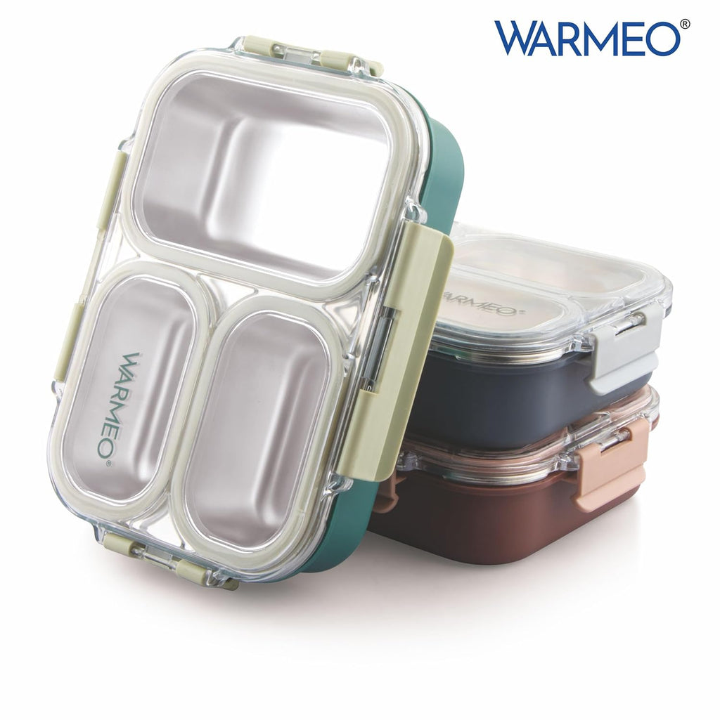 WARMEO BENTO  Lunchbox with 3 compartments 750ml-brown