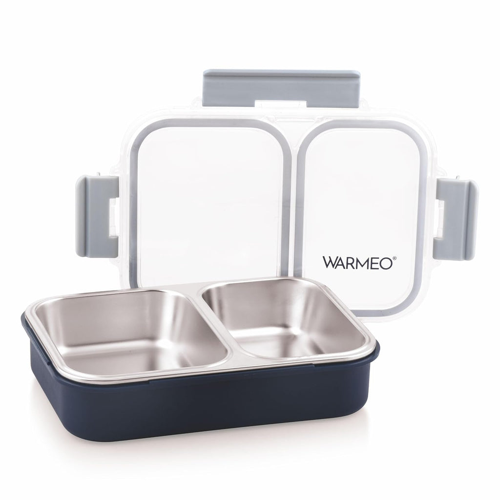 WARMEO BENTO Microwave-Safe Stainless Steel Lunchbox with 2 compartments 750ml-Blue