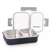 WARMEO BENTO Microwave-Safe Stainless Steel Lunchbox with 2 compartments 750ml-Blue