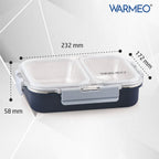 WARMEO BENTO Microwave-Safe Stainless Steel Lunchbox with 2 compartments 750ml-Blue