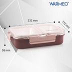 WARMEO BENTO Microwave-Safe Stainless Steel Lunchbox with 2 compartments 750ml-Brown