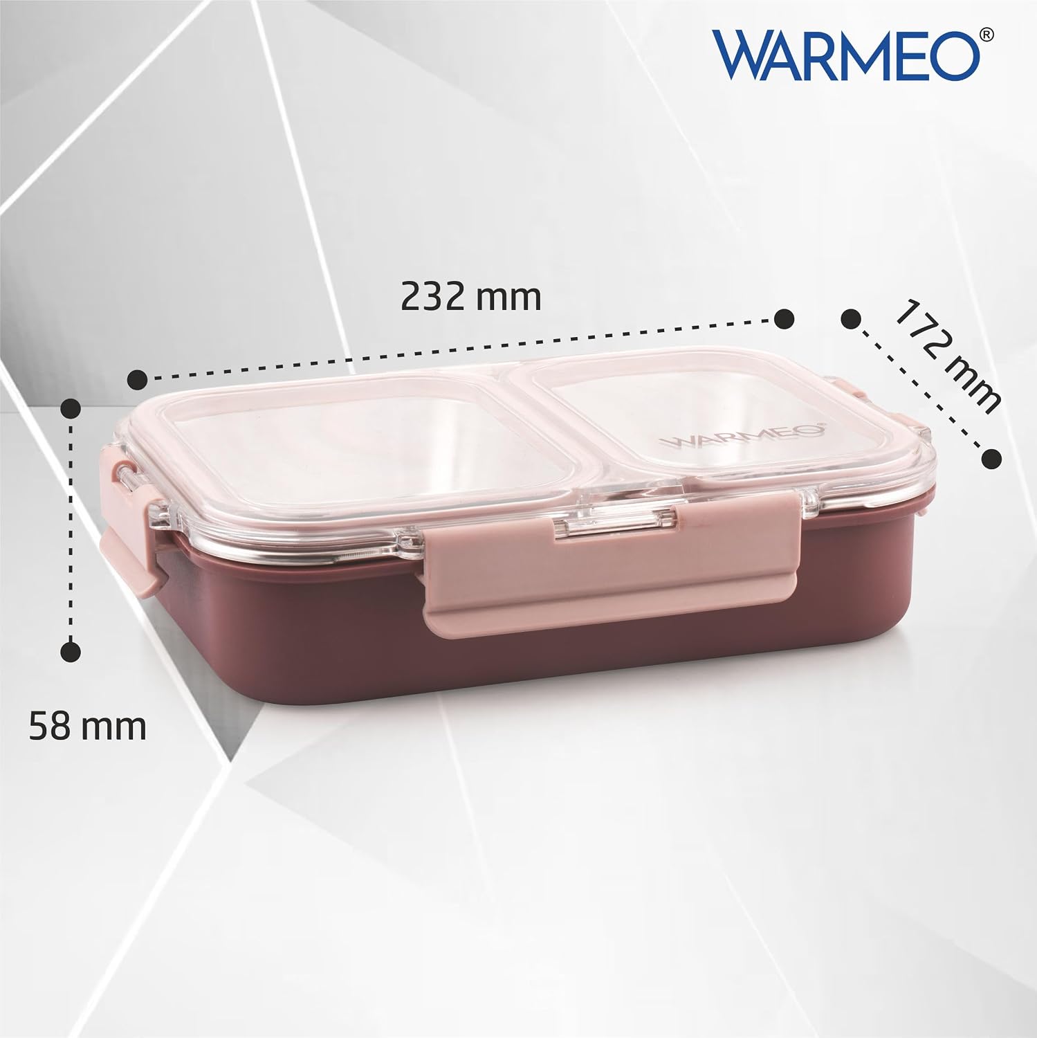 WARMEO BENTO Microwave-Safe Stainless Steel Lunchbox with 2 compartments 750ml-Brown