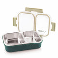 WARMEO BENTO Microwave-Safe Stainless Steel Lunchbox with 2 compartments 750ml-Green