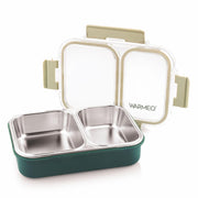 WARMEO BENTO Microwave-Safe Stainless Steel Lunchbox with 2 compartments 750ml-Green