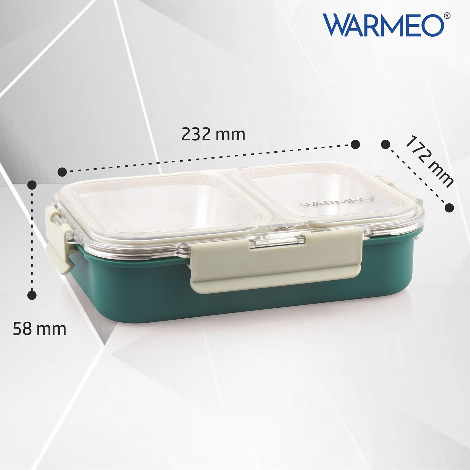 WARMEO BENTO Microwave-Safe Stainless Steel Lunchbox with 2 compartments 750ml-Green