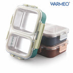 WARMEO BENTO Microwave-Safe Stainless Steel Lunchbox with 2 compartments 750ml-Green