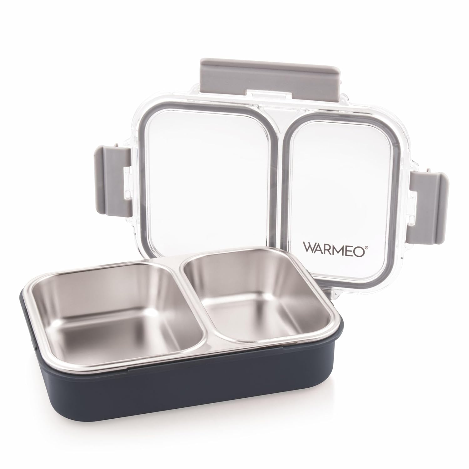 WARMEO BENTO Microwave-Safe Stainless Steel Lunchbox with 2 compartments 750ml-Grey