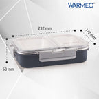 WARMEO BENTO Microwave-Safe Stainless Steel Lunchbox with 2 compartments 750ml-Grey