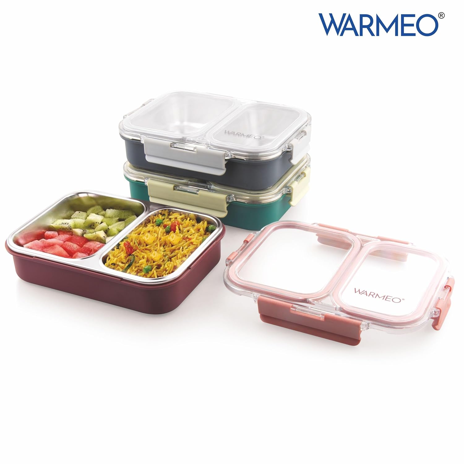 WARMEO BENTO Microwave-Safe Stainless Steel Lunchbox with 2 compartments 750ml-Grey