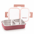 WARMEO BENTO Microwave-Safe Stainless Steel Lunchbox with 2 compartments 750ml-Pink