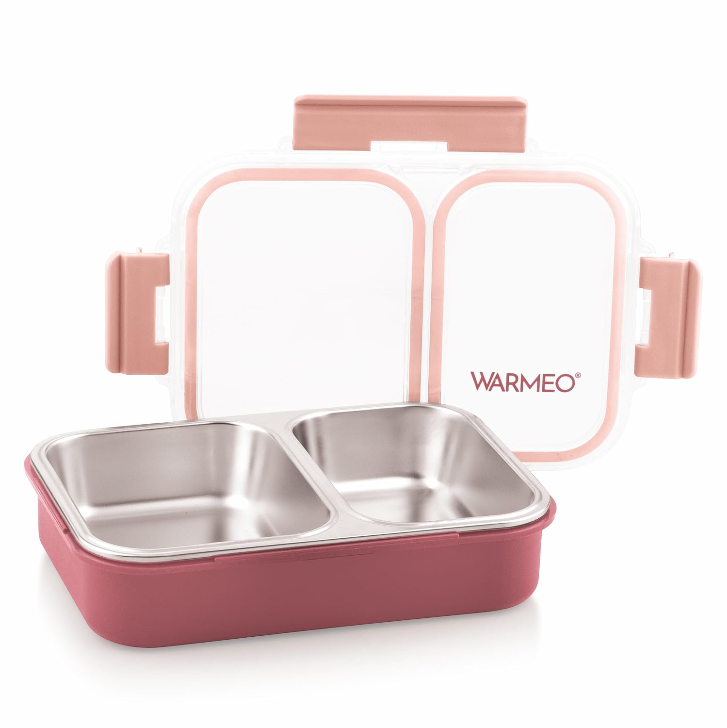 WARMEO BENTO Microwave-Safe Stainless Steel Lunchbox with 2 compartments 750ml-Pink