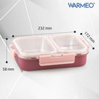 WARMEO BENTO Microwave-Safe Stainless Steel Lunchbox with 2 compartments 750ml-Pink