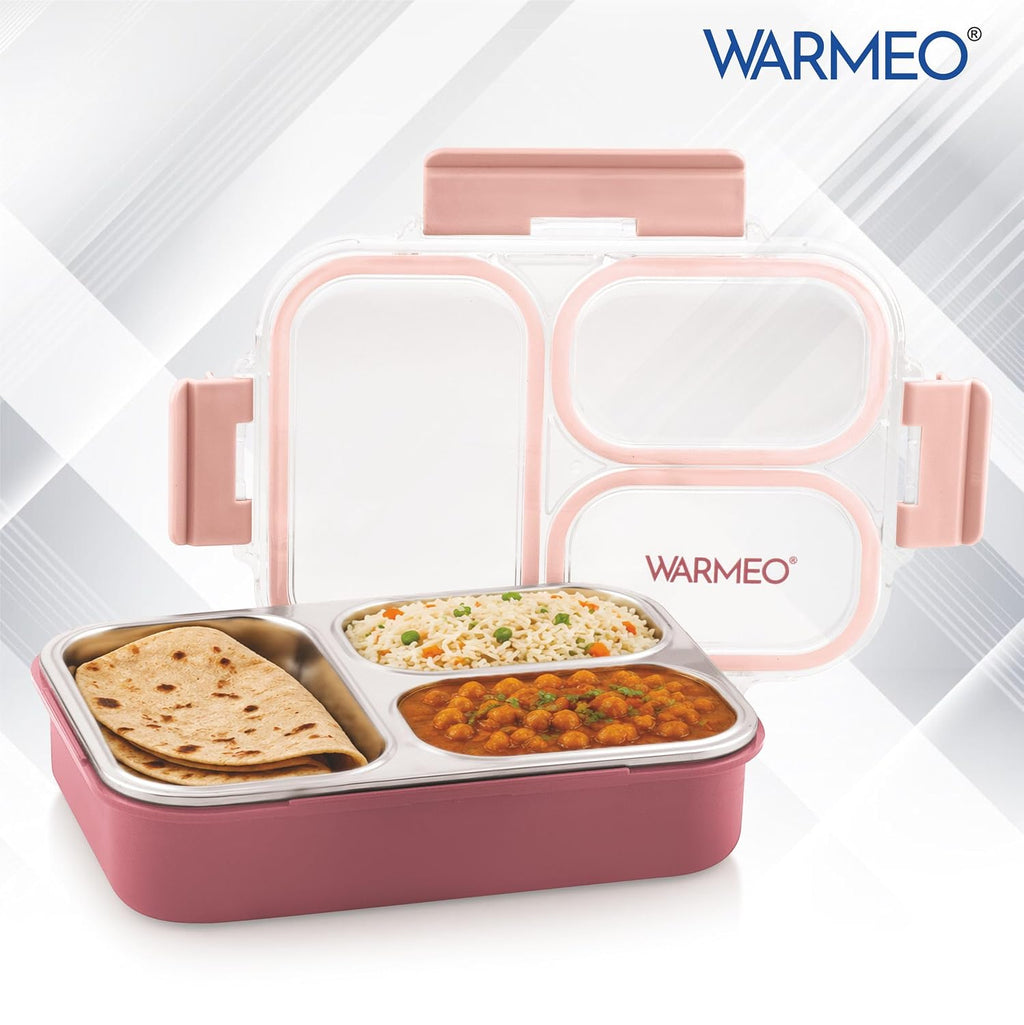 WARMEO BENTO  Lunchbox with 3 compartments 750ml-Pink