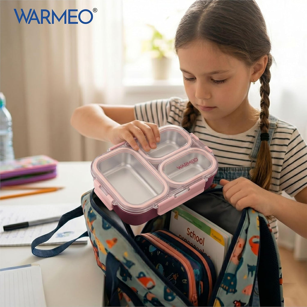 WARMEO BENTO  Lunchbox with 3 compartments 750ml-Pink
