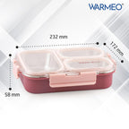 WARMEO BENTO  Lunchbox with 3 compartments 750ml-Pink