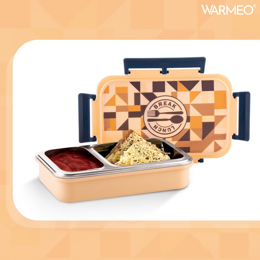 WARMEO Brunch Insulated Lunch Box with Two Compartment  - 600ml Beige