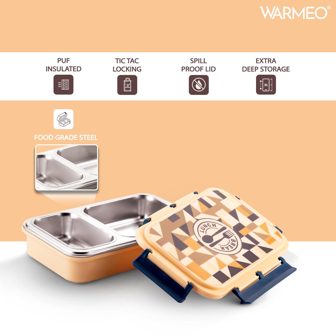 WARMEO Brunch Insulated Lunch Box with Two Compartment  - 600ml Beige