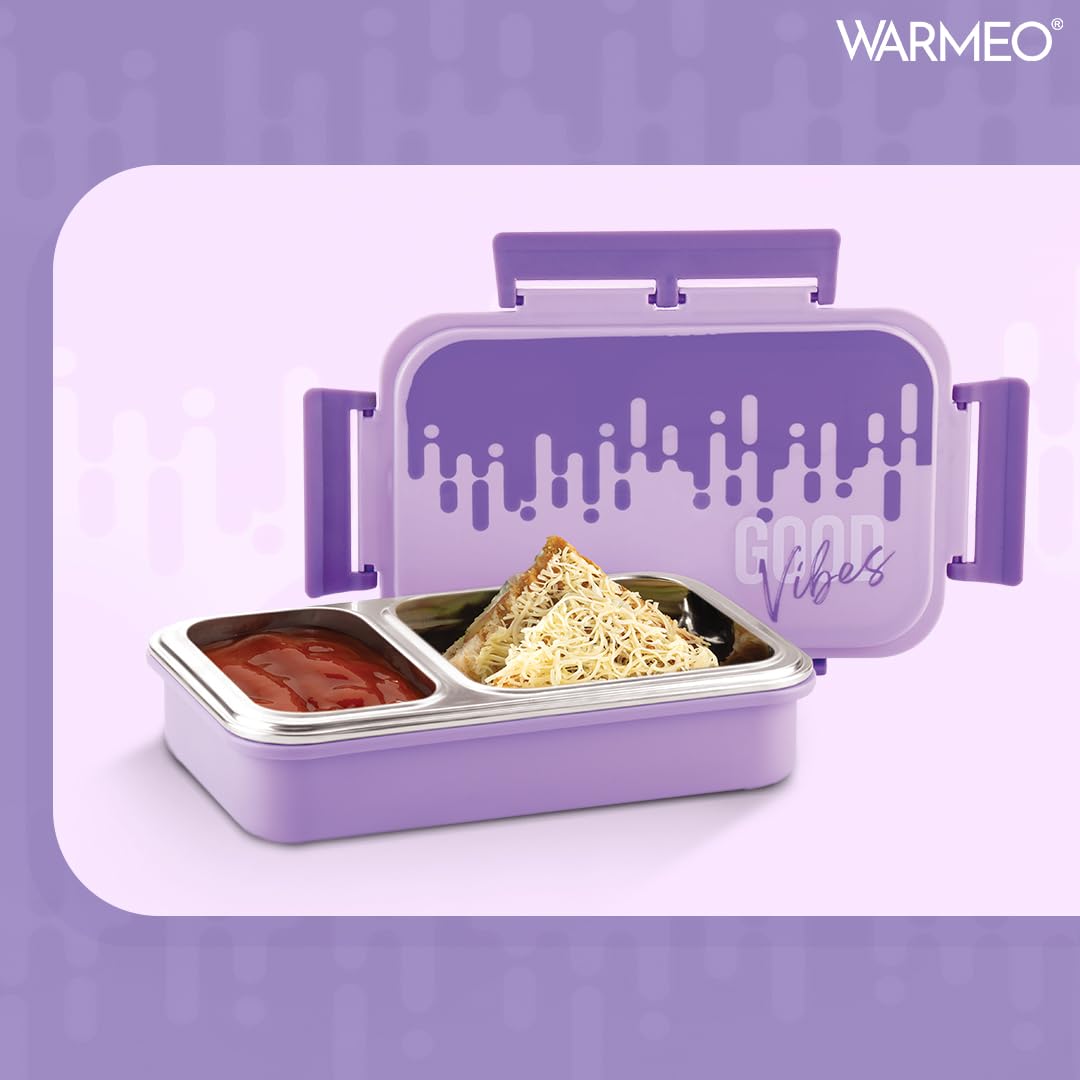 WARMEO Brunch Insulated Lunch Box with Two Compartment  - 600ml Purple