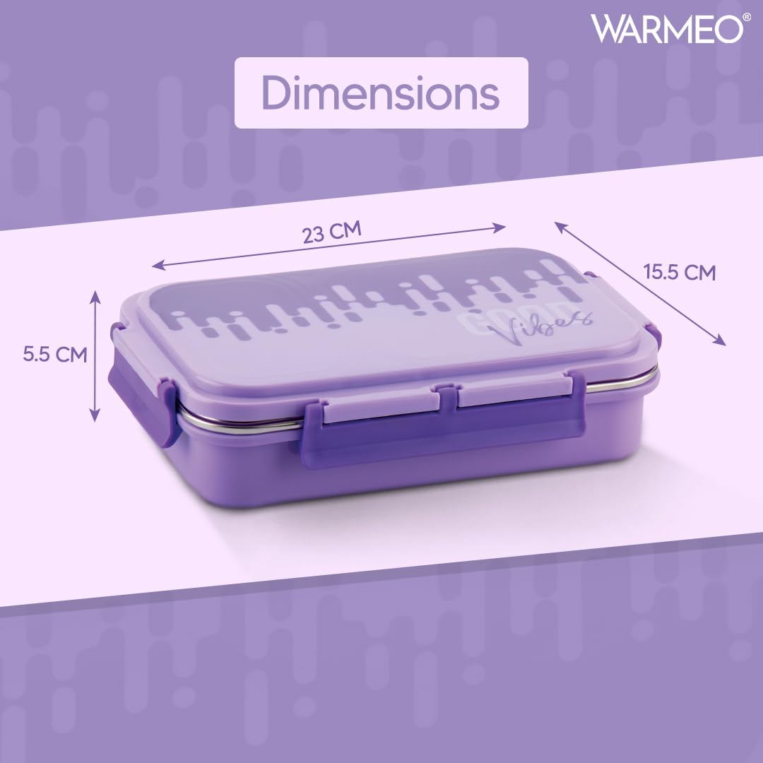 WARMEO Brunch Insulated Lunch Box with Two Compartment  - 600ml Purple