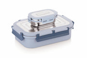WARMEO Delight Lunch Box (800ml+150ml), Blue & Grey