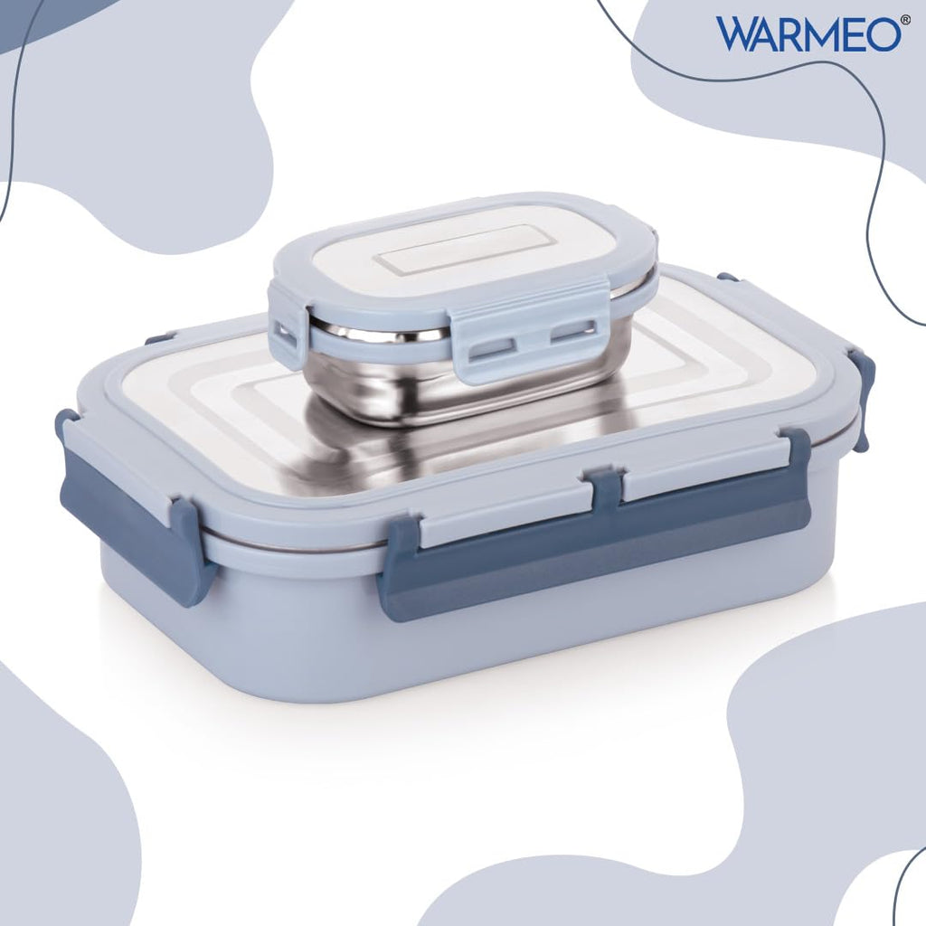 WARMEO Delight Lunch Box (800ml+150ml), Blue & Grey
