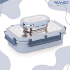 WARMEO Delight Lunch Box (800ml+150ml), Blue & Grey